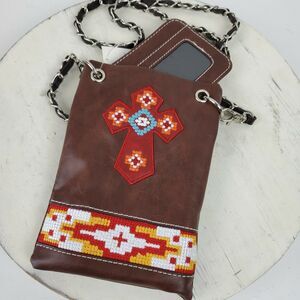 Vintage Native Embroidery Stitch Crossbody 7x5" w/ 23" Strap Drop NEW